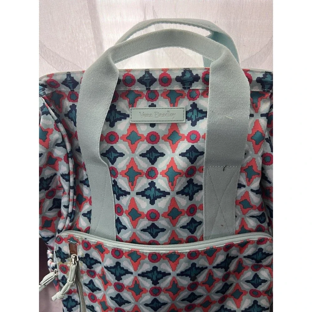 Vera Bradley Lighten Up Frame Backpack Water Geo Pattern Colorful Retired